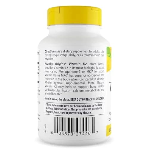 Healthy Origins Vitamin K2 MK-7 100 mcg (180 Veggie Gels) | Supports Bone & Cardiovascular Health thumbnail 3