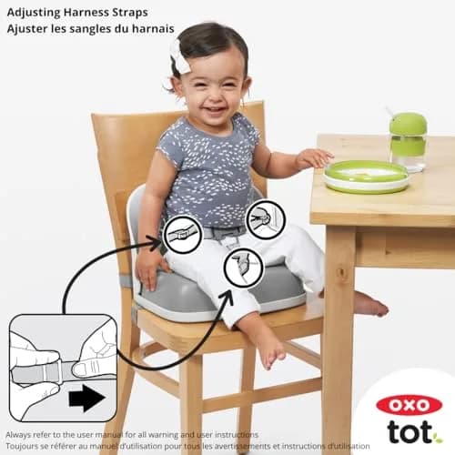 OXO Tot Perch Toddler Booster Seat for Kitchen Chair with Straps, Gray | Supportive Backrest & Foldable Design thumbnail 5