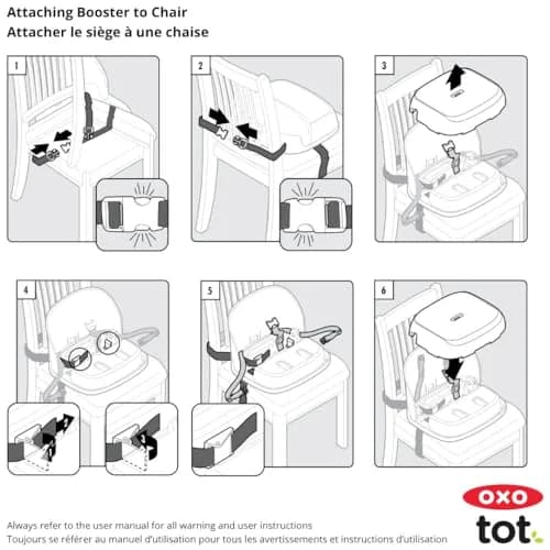 OXO Tot Perch Toddler Booster Seat for Kitchen Chair with Straps, Gray | Supportive Backrest & Foldable Design thumbnail 6