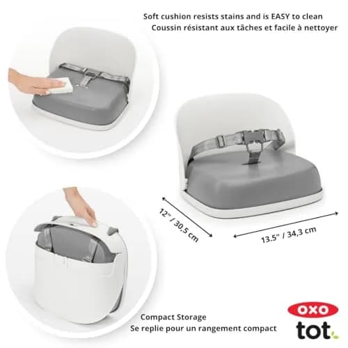 OXO Tot Perch Toddler Booster Seat for Kitchen Chair with Straps, Gray | Supportive Backrest & Foldable Design thumbnail 4
