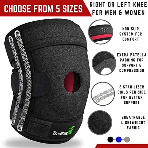 TechWare Pro Knee Brace Support - Relieves ACL, LCL, MCL, Meniscus Tear, Arthritis, Tendonitis Pain | Adjustable Bi-Directional Straps thumbnail 4