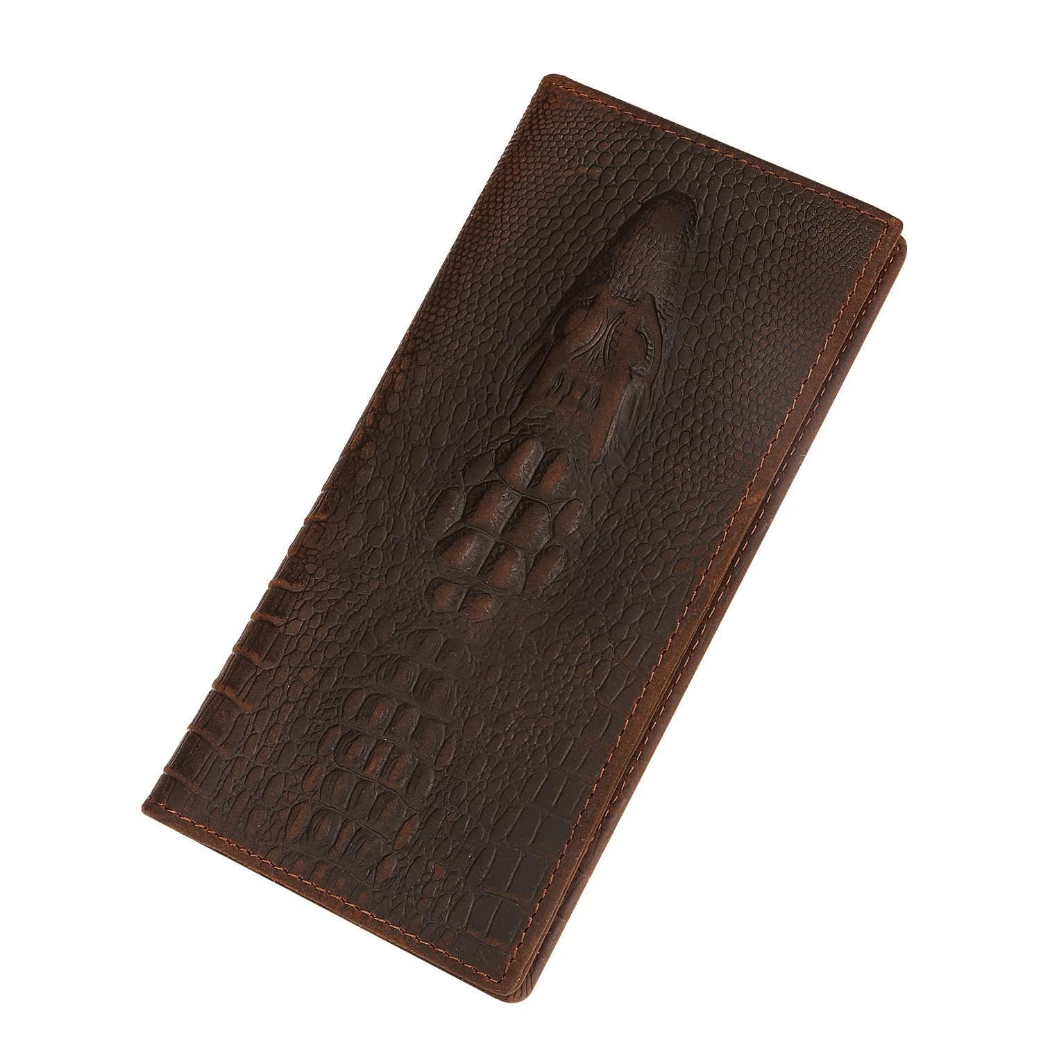 Kattee Men's Vintage Genuine Leather Long Wallet for Checkbook Credit Cards | 11 Card Slots, ID Window, Zipper Pocket
