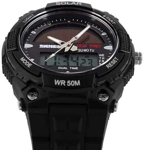 MASTOP Solar Energy Watch Black 50mm (1.97in) | Dual Time Zone, 50M Waterproof, LED Luminous thumbnail 7