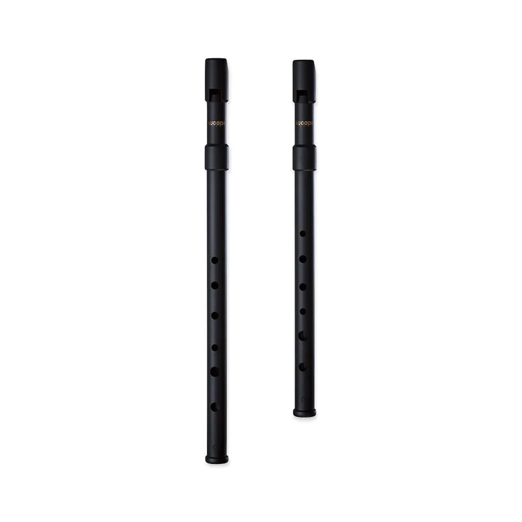 SMARTWOODI Set of 2 Irish Whistles Matte Black Key of C & D | 6-Hole Folk Instrument — Black