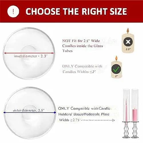CYS EXCEL 6 PCS Glass Hurricane Tubes (H:14" D:2.5") - Fits Candles up to 2" Wide, Requires Holder Base 2.75" or Wider thumbnail 5