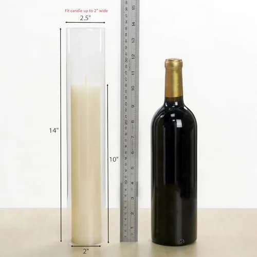 CYS EXCEL 6 PCS Glass Hurricane Tubes (H:14" D:2.5") - Fits Candles up to 2" Wide, Requires Holder Base 2.75" or Wider thumbnail 3