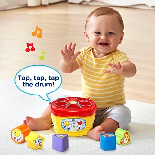 VTech Sort and Discover Drum Yellow | Educational Musical Shape Sorter Toy for Toddlers 6-36 Months thumbnail 4