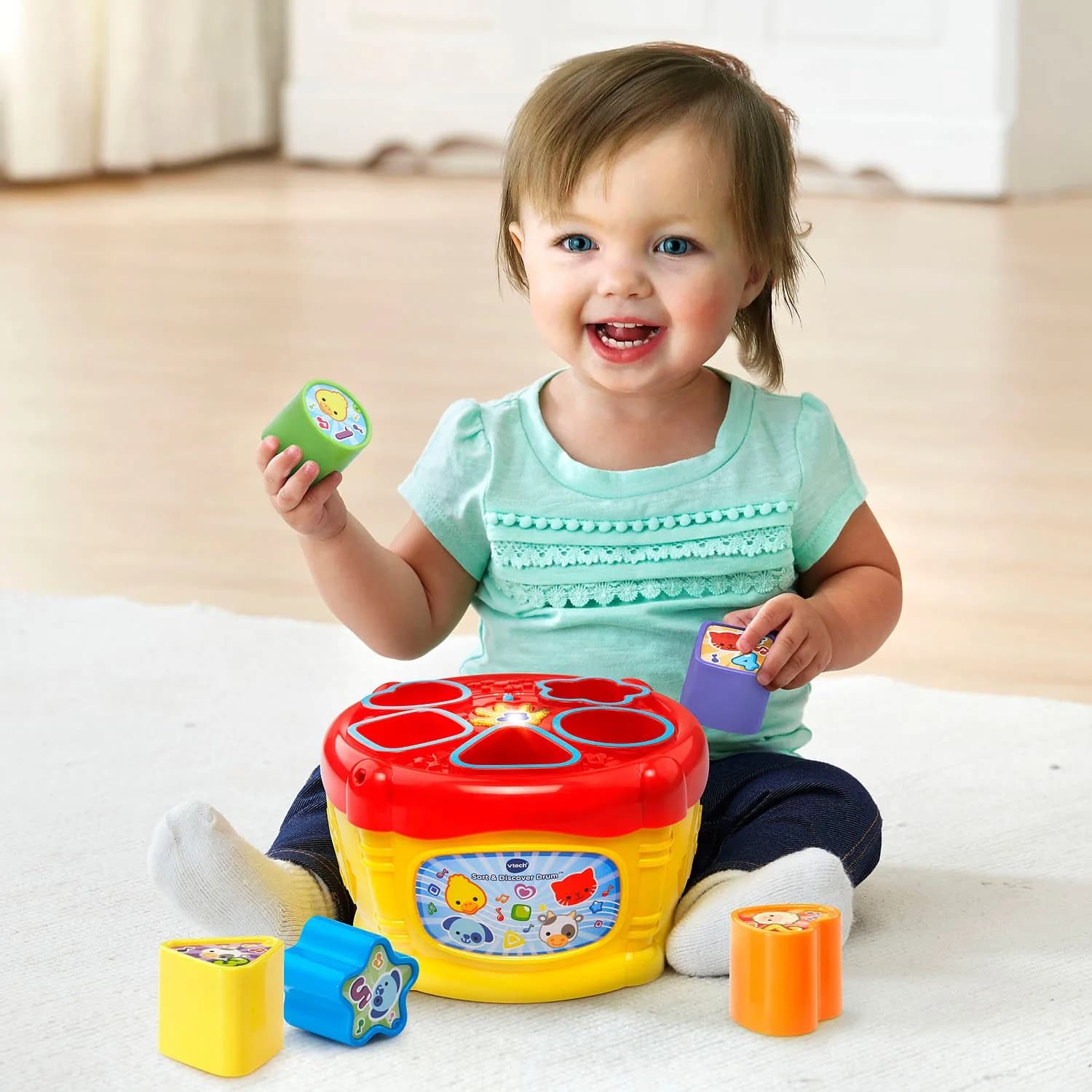 VTech Sort and Discover Drum Yellow | Educational Musical Shape Sorter Toy for Toddlers 6-36 Months - view 7