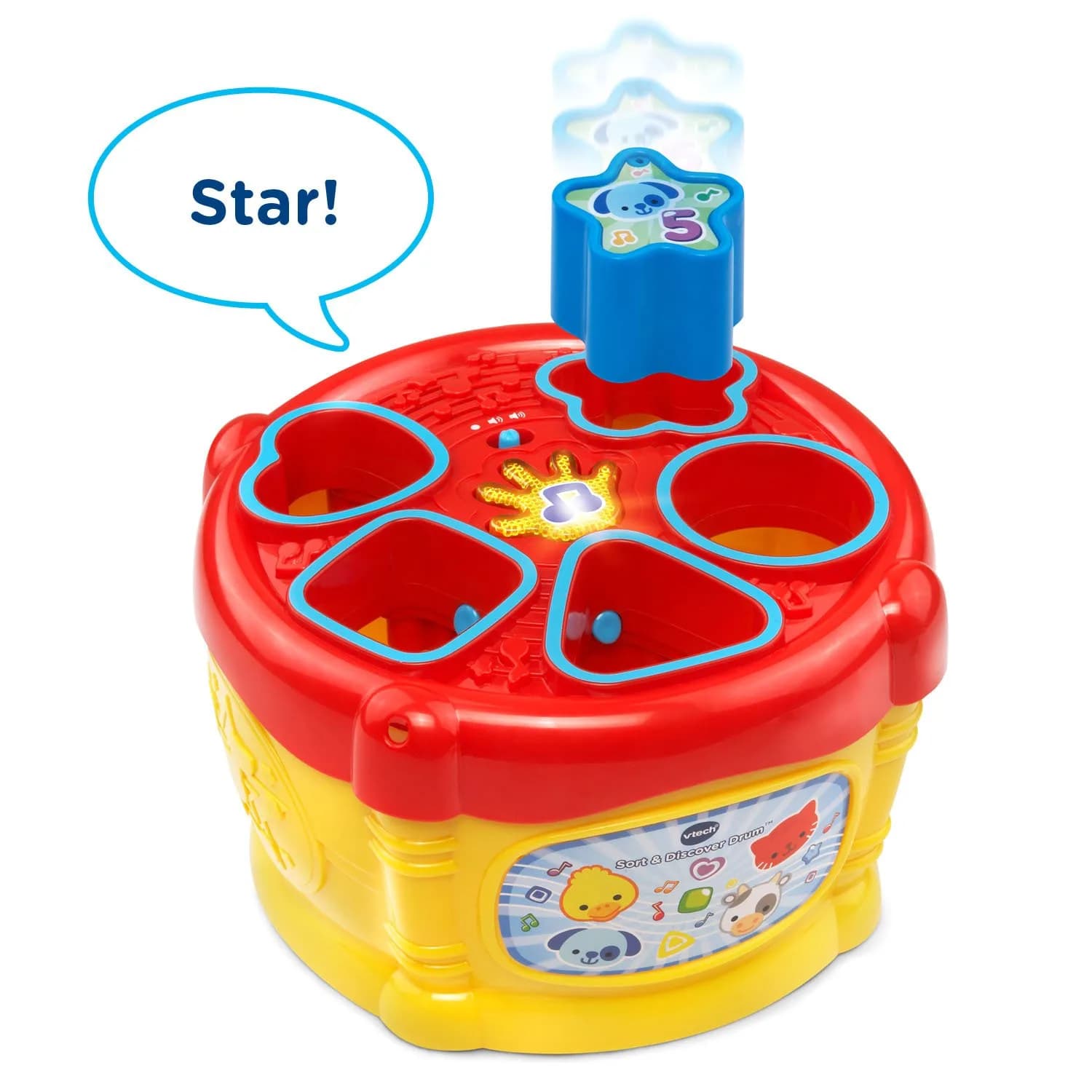 VTech Sort and Discover Drum Yellow | Educational Musical Shape Sorter Toy for Toddlers 6-36 Months - view 2