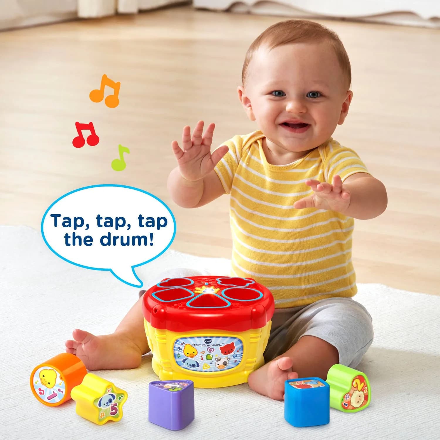 VTech Sort and Discover Drum Yellow | Educational Musical Shape Sorter Toy for Toddlers 6-36 Months - view 4