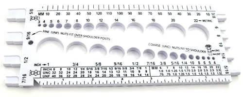 Stainless Town Nut Bolt Thread Gauge (White) | Durable Plastic Nut & Bolt Measurement Tool thumbnail 1