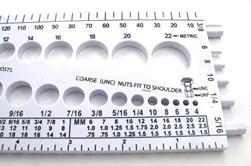 Stainless Town Nut Bolt Thread Gauge (White) | Durable Plastic Nut & Bolt Measurement Tool thumbnail 3