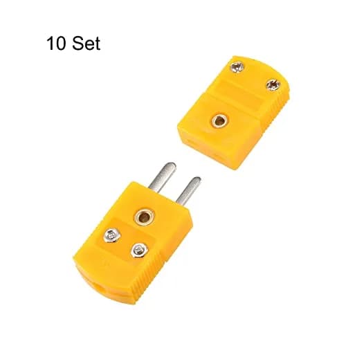 uxcell K Type Thermocouple Connector 52x17x8.5mm | Male to Female, 10 Set, Yellow thumbnail 2
