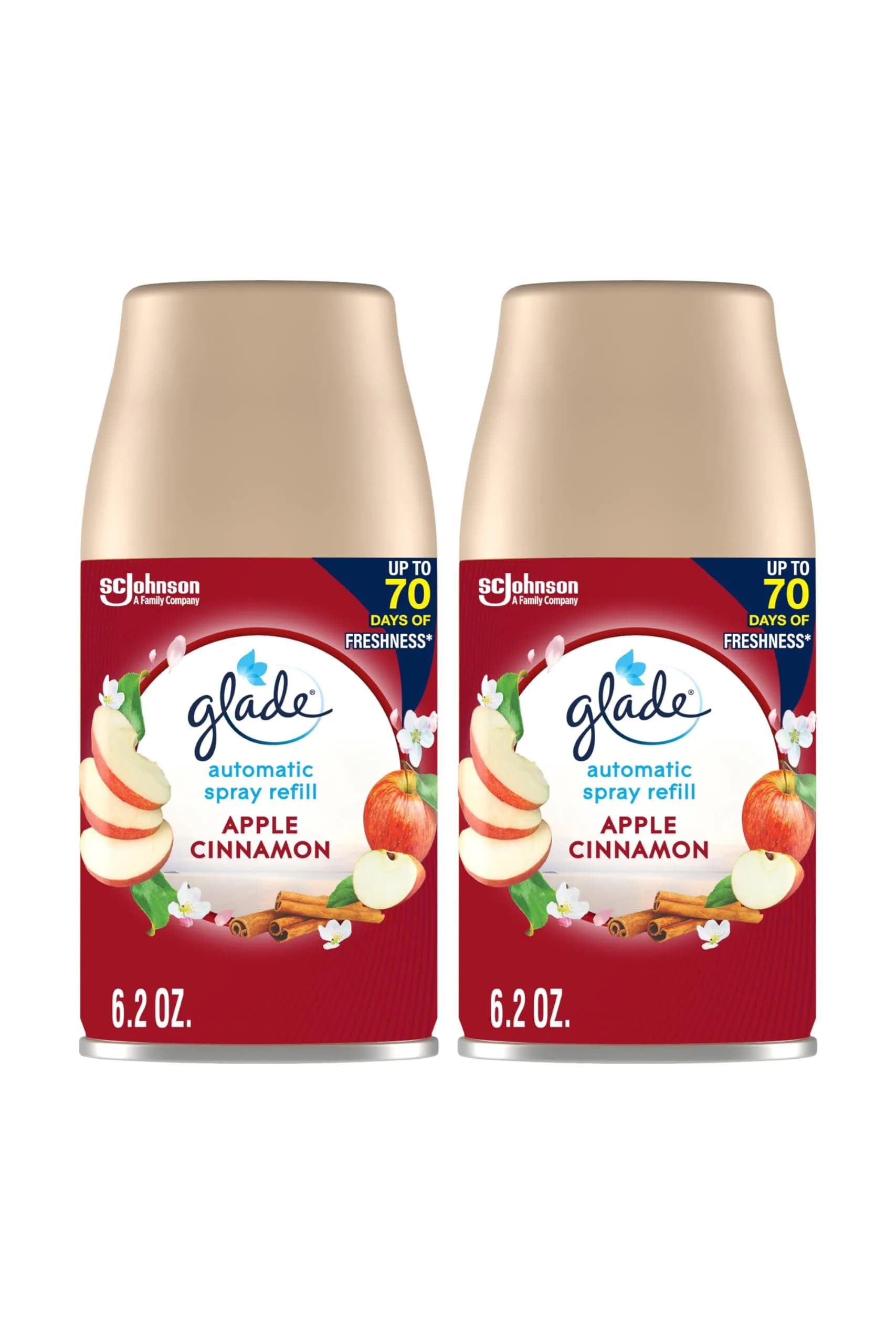 Glade Automatic Spray Refill, Apple Cinnamon Scent, 2x6.2oz (12.4oz Total) | Timed Fragrance Release - main product image