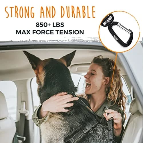 Mighty Paw Dog Seat Belt For Car - LATCH Compatible Adjustable Dog Seatbelt Harness for Small, Medium & Large Pets | Heavy-Duty Aviation Aluminum Carabiner thumbnail 4