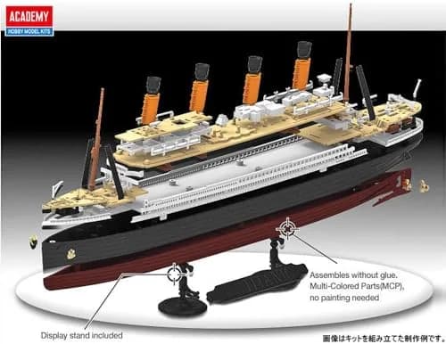 Academy Hobby Model Kits 1:1000 RMS Titanic Model Kit | Detailed Watercraft Craft for Ages 14+ thumbnail 6