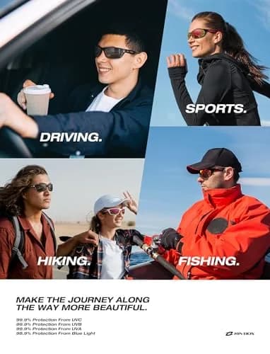 RIVBOS Polarized Sports Sunglasses UV400 for Driving Cycling Fishing RB831 | Unisex Wraparound UV Protection thumbnail 6