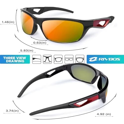RIVBOS Polarized Sports Sunglasses UV400 for Driving Cycling Fishing RB831 | Unisex Wraparound UV Protection thumbnail 3