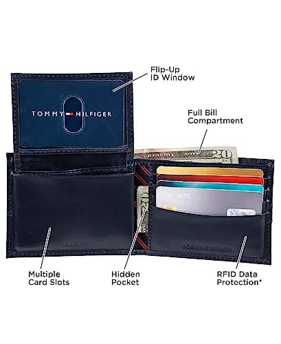 Tommy Hilfiger Men's Slim Bifold Leather Wallet with Removable ID Window, Navy Ned, 10.16 cm x 11.43 cm (4 in x 4.5 in) thumbnail 4