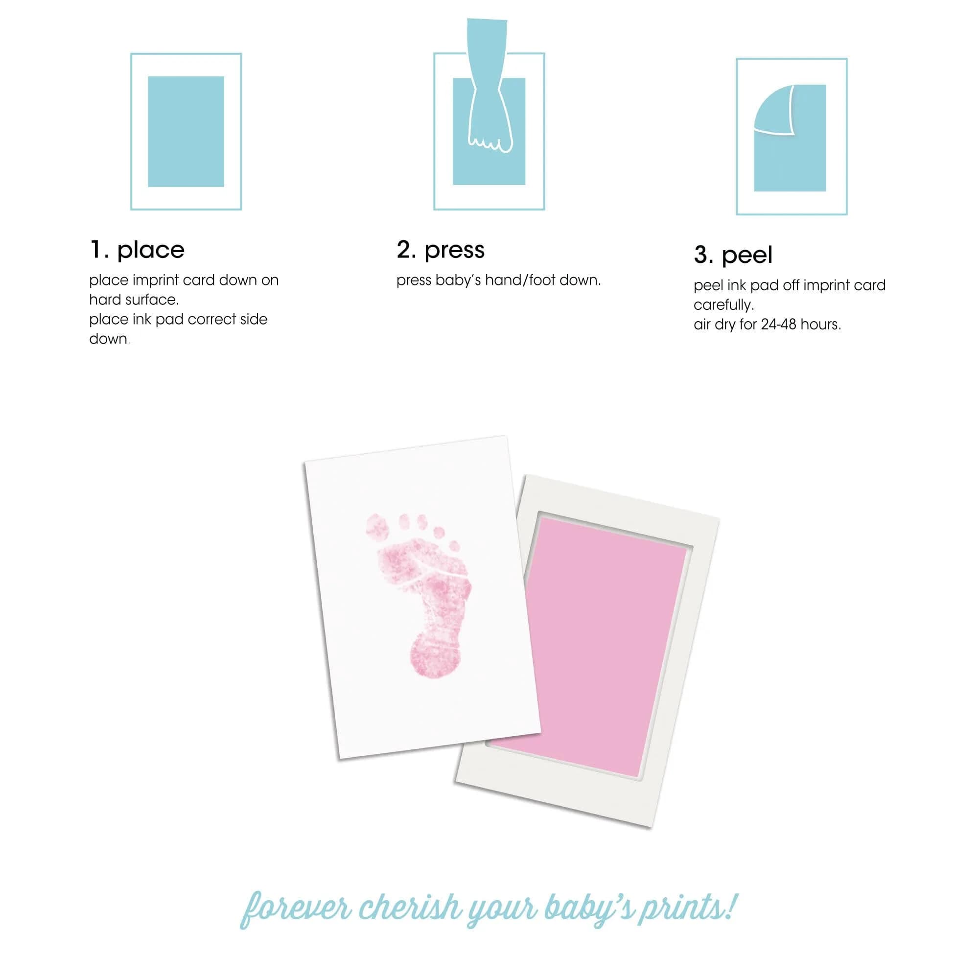 Pearhead Pink Inkless Baby Hand and Footprint Kit | Mess-Free Clean Touch Ink Pad for Newborn Keepsake, 2.25" x 3.5" Prints - view 3