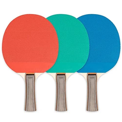 Champion Sports Table Tennis Paddle, Assorted Colors | 5 Ply Rubber Face, Straight Handle, Assorted Colors thumbnail 4