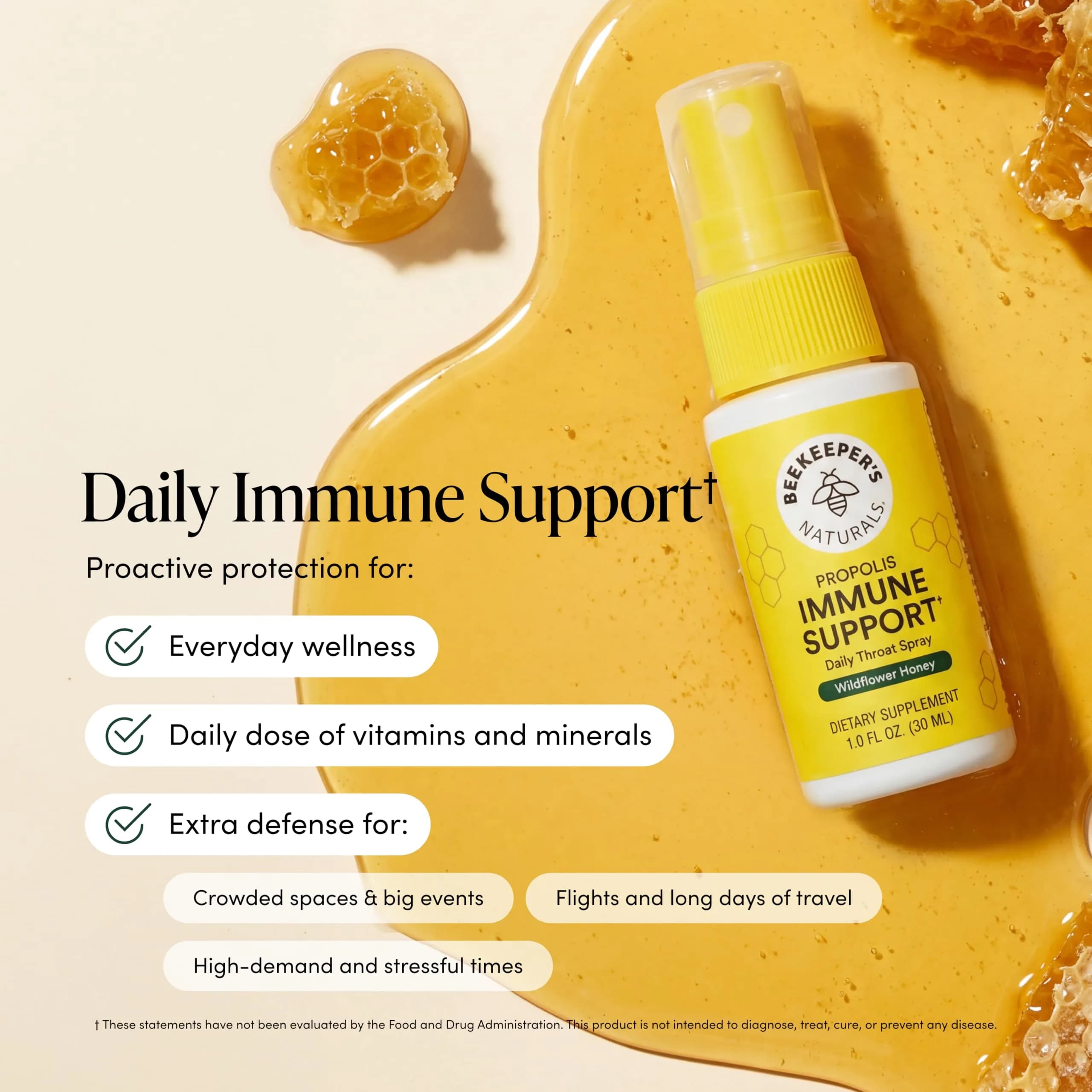 Beekeeper's Naturals Adult Propolis Throat Soother Spray, 1 oz | Natural Cooling Comfort for Dry, Scratchy Throats - view 2