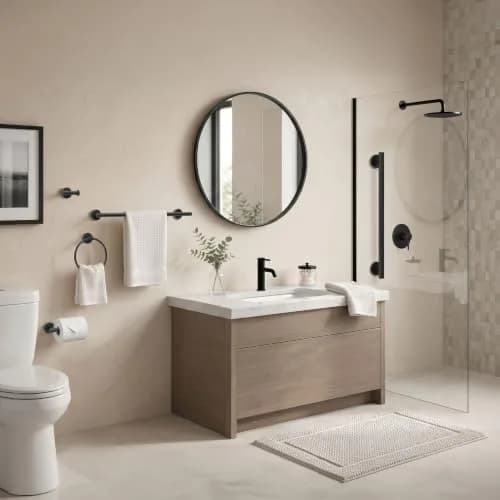 Gatco Latitude II 18" Towel Bar Matte Black | Seamless Modern Bathroom Accessory thumbnail 5