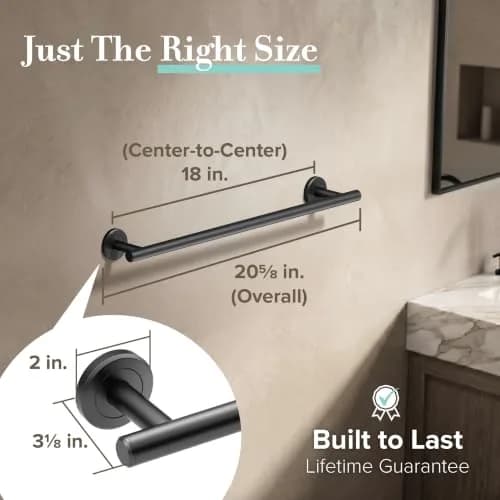 Gatco Latitude II 18" Towel Bar Matte Black | Seamless Modern Bathroom Accessory thumbnail 2