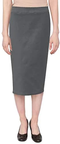 BABY O Women's Below The Knee Stretch Denim Pencil Skirt 4 | Comfortable, Versatile, Made in USA thumbnail 1