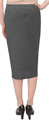 BABY O Women's Below The Knee Stretch Denim Pencil Skirt 4 | Comfortable, Versatile, Made in USA thumbnail 2