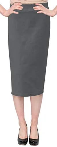 BABY O Women's Below The Knee Stretch Denim Pencil Skirt 4 | Comfortable, Versatile, Made in USA thumbnail 3