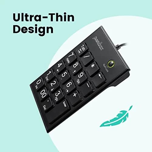 Perixx PPD-202 Wired Numeric Keypad 19 Keys | Big Print Font, Silent, USB, Black thumbnail 7
