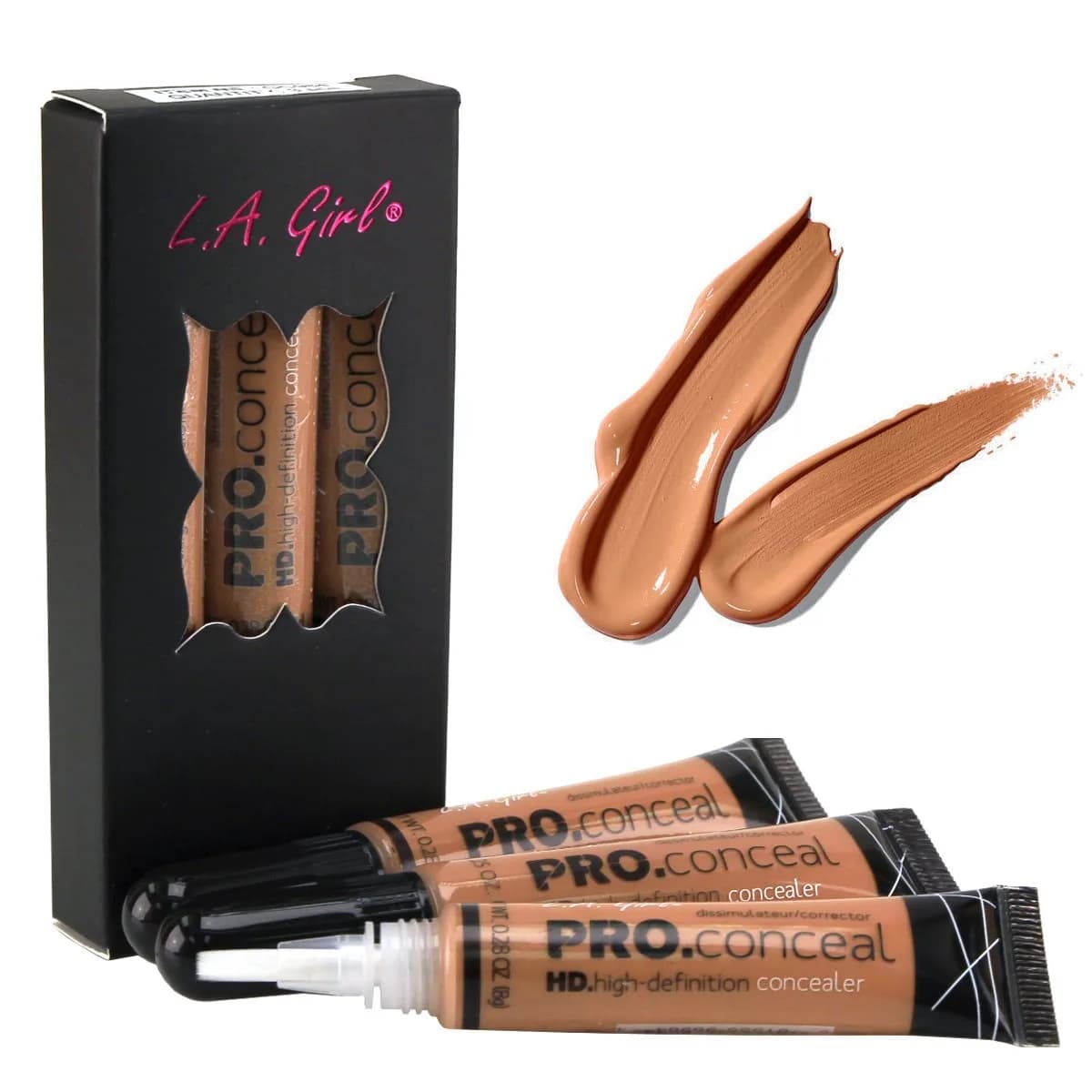 L.A. Girl HD Pro Conceal High Definition Concealer (Toffee) | Natural Finish, Long Wear, Medium Deep Skin Tone, Pack of 3 - main product image