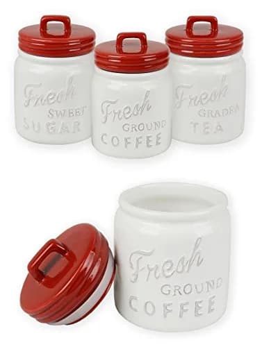 DII Ceramic Kitchen Canister Set with Bamboo Lids, 3-Piece Set (4.5"L x 4.5"W x 5.5"H) | Airtight Food Storage for Coffee, Sugar, Tea thumbnail 5