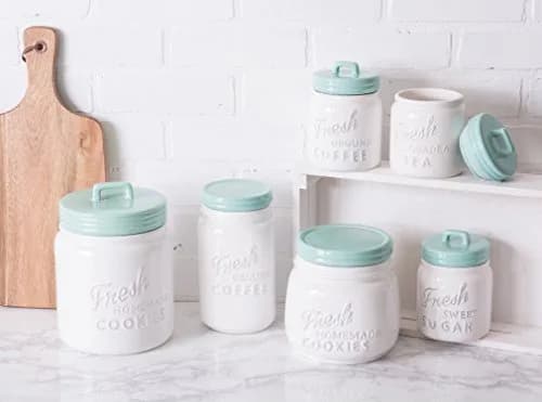 DII Ceramic Cookie Jar Aqua 2.27 kg (5 lb) | Airtight Seal for Freshness thumbnail 7