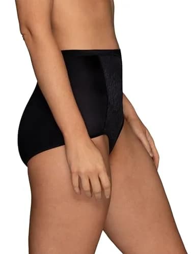 Vanity Fair Smoothing Comfort Brief Panties with Rear Lift, 7, Black Lace | Tummy Smoothing & Lifted Fit (100-120 chars) thumbnail 2