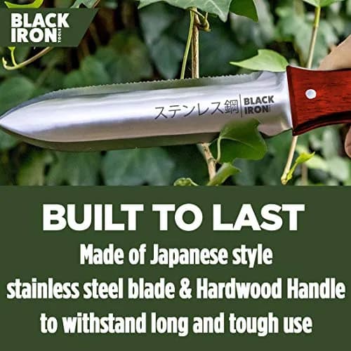 Black Iron Hori Hori Garden Knife 7 Inches | Durable Japanese Stainless Steel Gardening Tool thumbnail 4