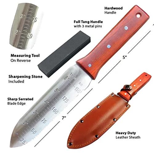 Black Iron Hori Hori Garden Knife 7 Inches | Durable Japanese Stainless Steel Gardening Tool thumbnail 2