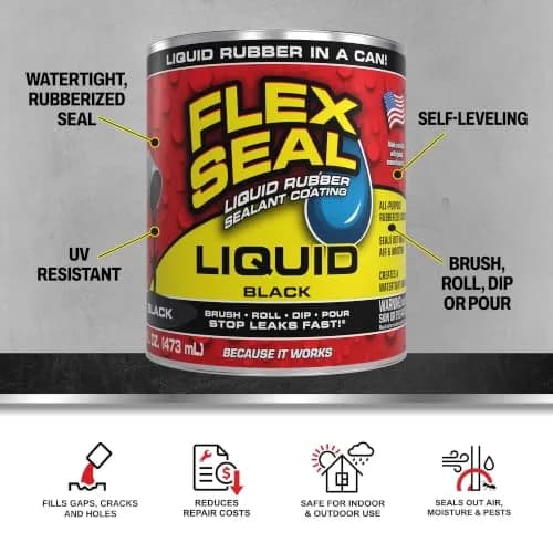 Flex Seal Liquid Rubber Sealant Coating Black 473ml (16 oz) | Waterproof, UV Resistant, Stops Leaks Fast thumbnail 2
