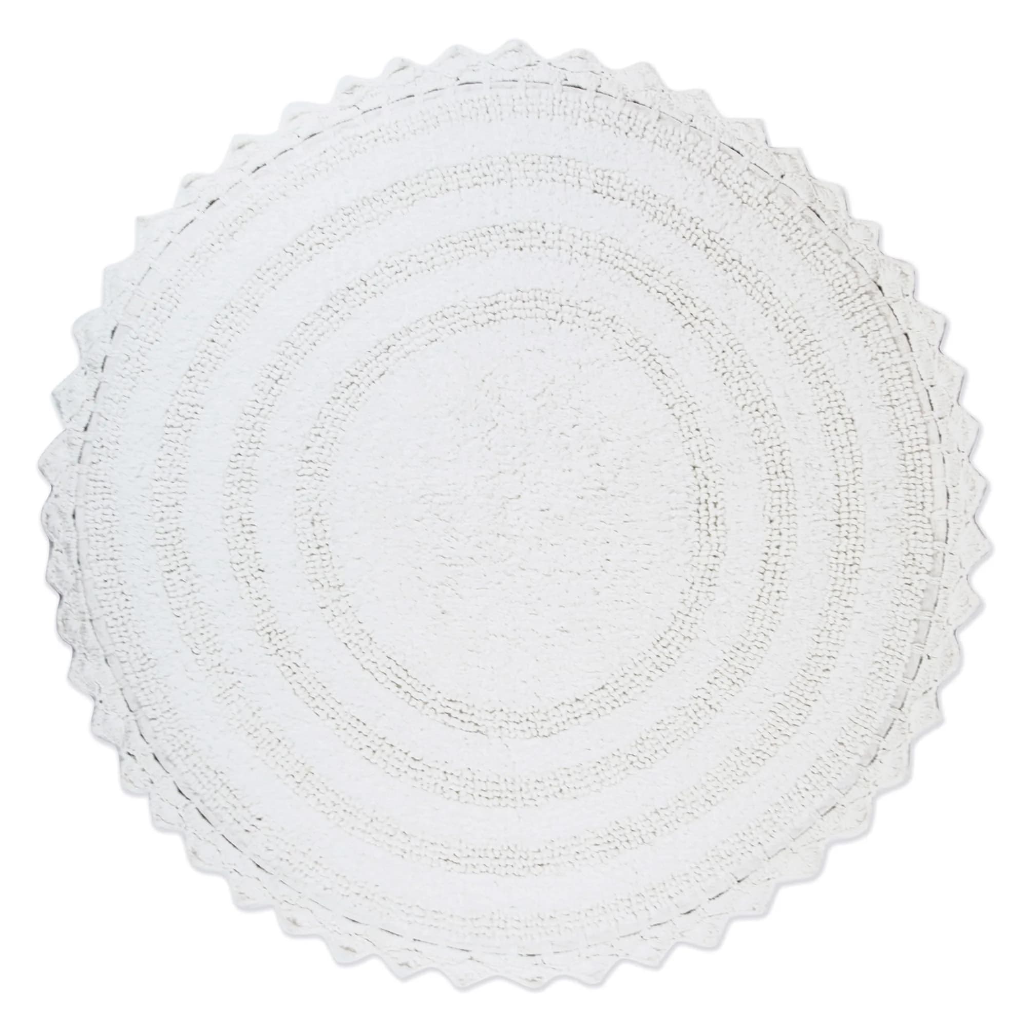 DII Crochet Collection Reversible Bath Mat, Round, 27.5" Diameter, White | Soft Cotton, Reversible, 27.5" Diameter - main product image