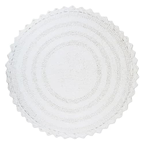 DII Crochet Collection Reversible Bath Mat, Round, 27.5" Diameter, White | Soft Cotton, Reversible, 27.5" Diameter thumbnail 1