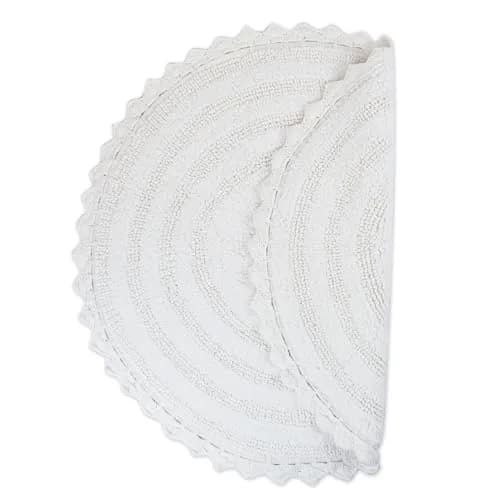 DII Crochet Collection Reversible Bath Mat, Round, 27.5" Diameter, White | Soft Cotton, Reversible, 27.5" Diameter thumbnail 4