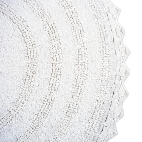 DII Crochet Collection Reversible Bath Mat, Round, 27.5" Diameter, White | Soft Cotton, Reversible, 27.5" Diameter thumbnail 2