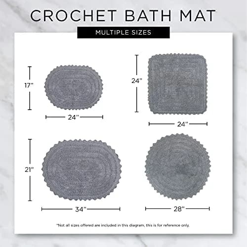 DII Crochet Collection Reversible Bath Mat, Round, 27.5" Diameter, White | Soft Cotton, Reversible, 27.5" Diameter thumbnail 3