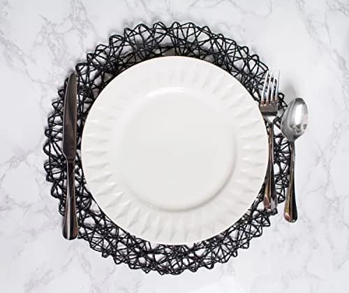 DII Woven Paper Tabletop Collection Round Placemat Set 38cm (15" Dia) | Black, 6-Piece Set thumbnail 5