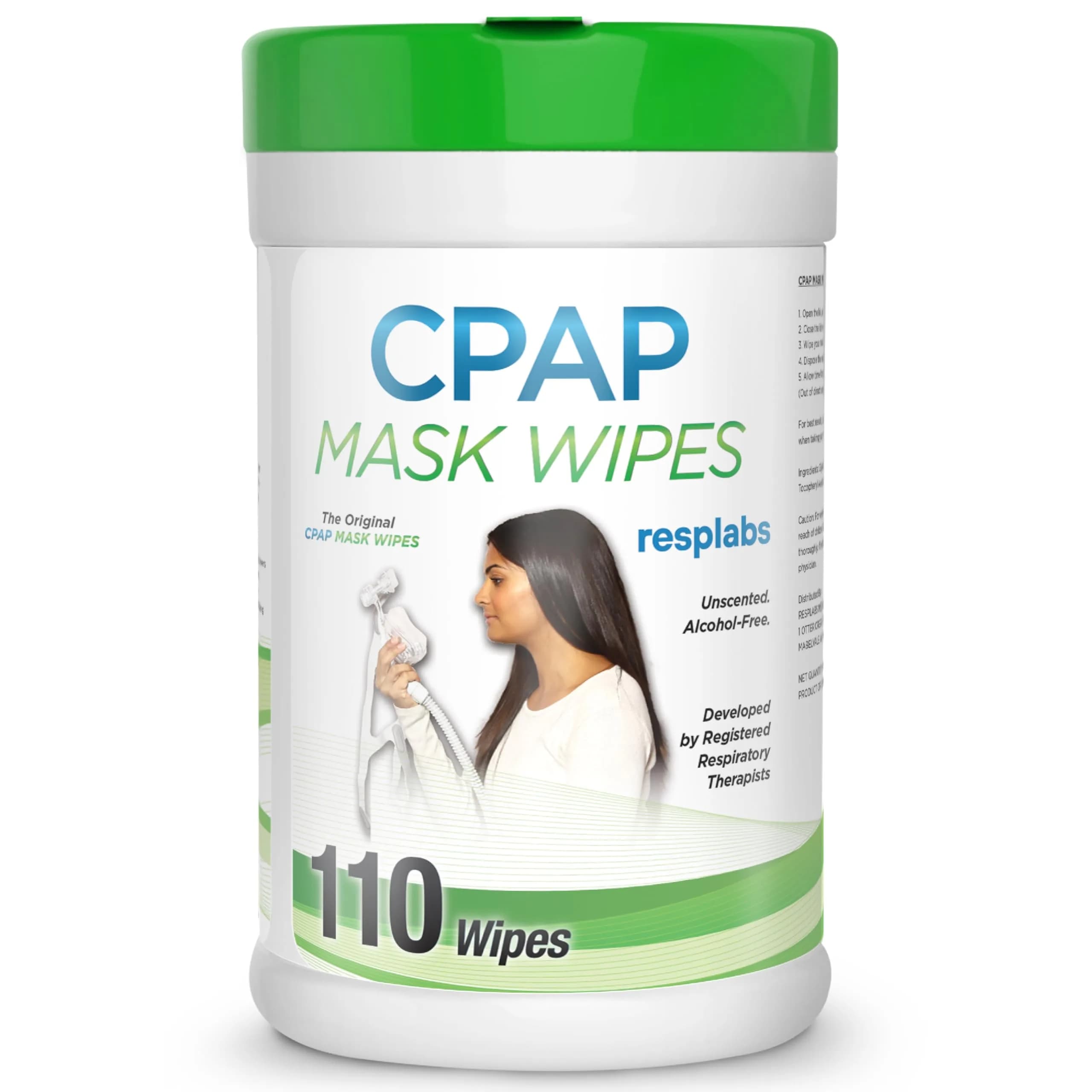 RespLabs CPAP Mask Wipes Unscented 110 Count | Gentle & Effective CPAP Cleaning for Full Face & Nasal Masks - main product image