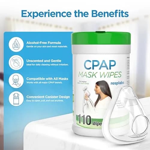 RespLabs CPAP Mask Wipes Unscented 110 Count | Gentle & Effective CPAP Cleaning for Full Face & Nasal Masks thumbnail 2