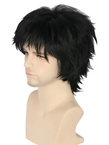 Topcosplay Anime Cosplay Wigs Balck Short Wig Layered Fluffy Halloween Costume Wig | Unisex, Synthetic Fiber, Lightweight thumbnail 1