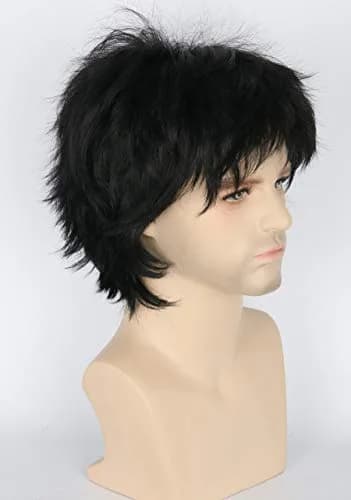 Topcosplay Anime Cosplay Wigs Balck Short Wig Layered Fluffy Halloween Costume Wig | Unisex, Synthetic Fiber, Lightweight thumbnail 3