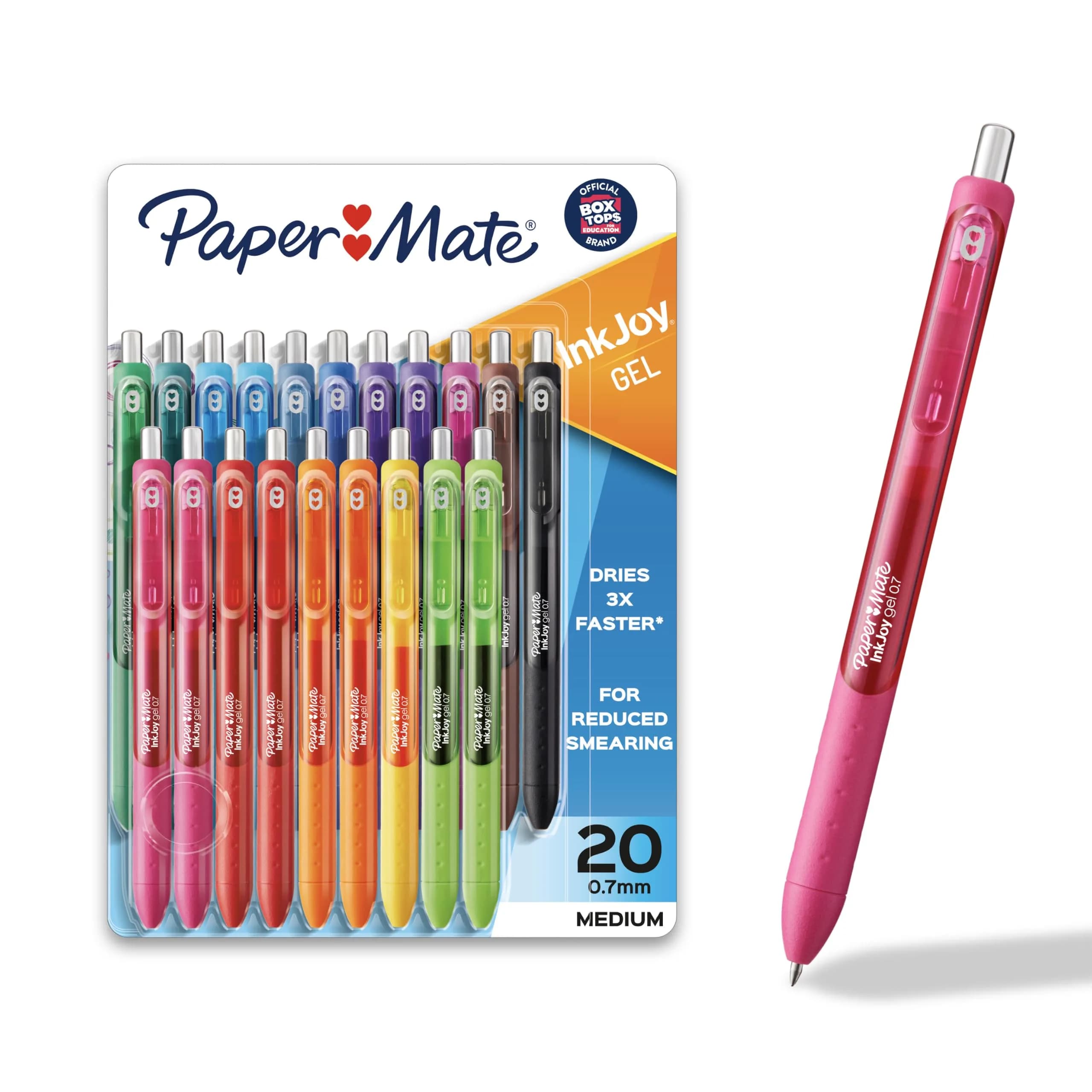 Paper Mate InkJoy Gel Pens, Medium Point (0.7mm), 20 Count | Fast-Drying, Vibrant Colors for School & Office